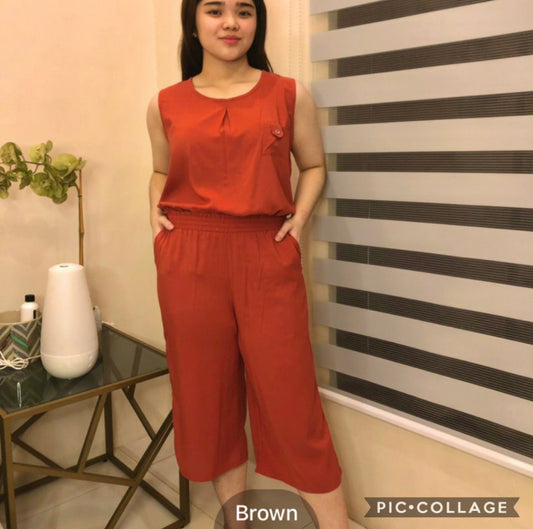 Clearance - Ladies Plain Challis Boho Pants Set